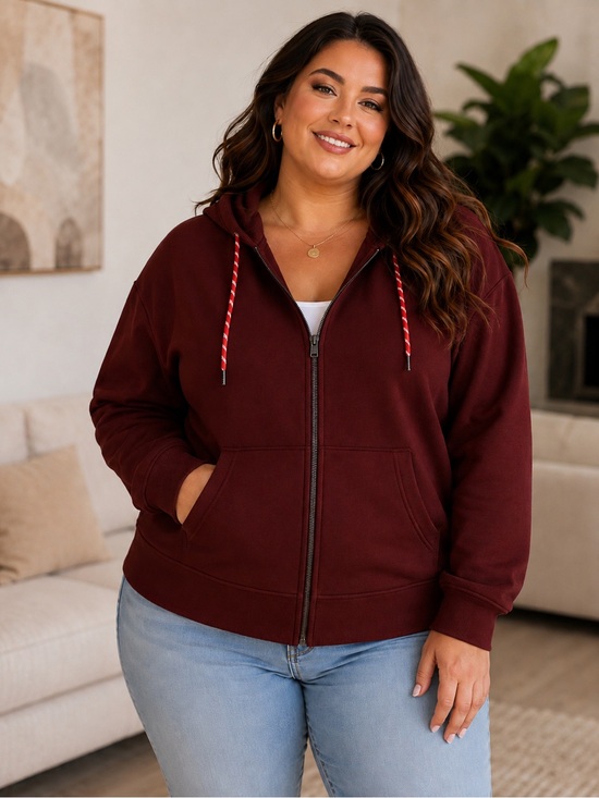 Athletic Works Tops - Women’s Plus Size Full Zip Fleece Hoodie 2X XXL Oversized Rich Cognac Brown